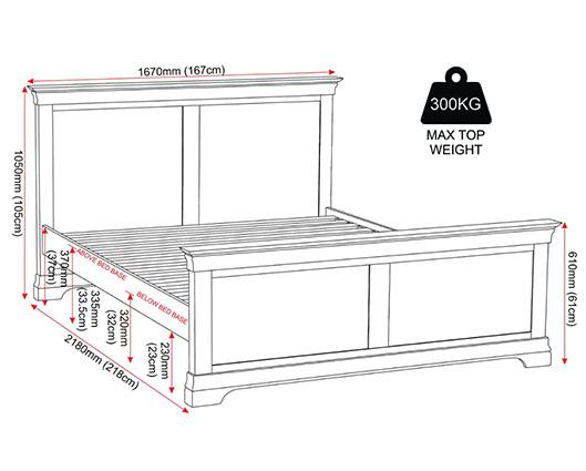 BORDEAUX 5' HIGH END BED - PEBBLE GREY