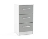 Larz 3 Drawer Bedside-White & Grey