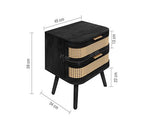 Noah 2 Drawer Bedside - Black