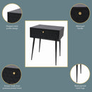 Saturn metal 1 drawer bedside cabinet, black with gold handle