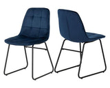 QUEBEC STRAIGHT & LUKAS DINING SET (X4 CHAIRS) - MEDIUM OAK EFFECT/SAPPHIRE BLUE VELVET