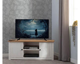 PANAMA FLAT SCREEN TV UNIT - WHITE/NATURAL WAX