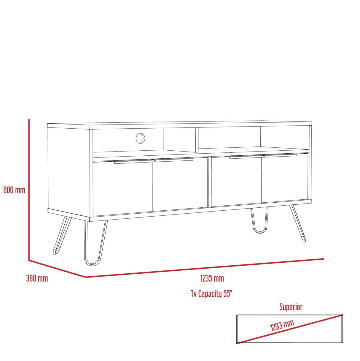 Nexus Wide Screen TV Rack with 4 Doors
