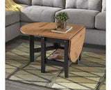 SANTOS DROP LEAF COFFEE TABLE - BLACK/DISTRESSED WAXED PINE
