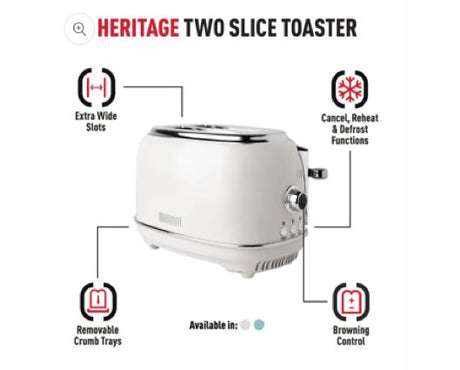 Haden Heritage 2 Slice Toaster Ivory