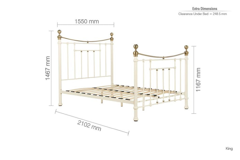 Bridget King Size Bed - Cream