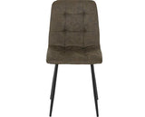 FENTON DINING SET (X4 CHAIRS) - WHITE/OLIVE GREEN SUEDE FABRIC