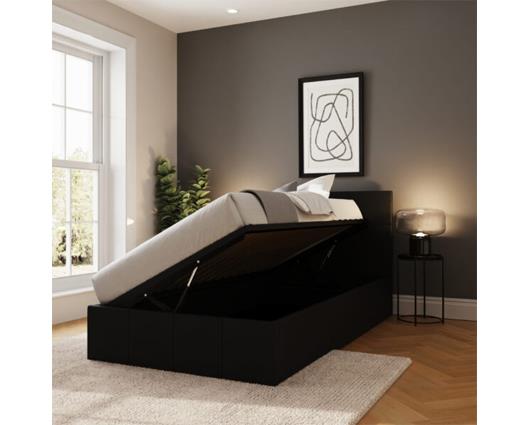 Serena Single Side Lift Ottoman Bed-Black