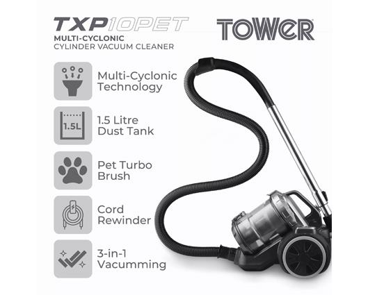 Tower TXP10 1.5 Litre Cylinder Vacuum Cleaner
