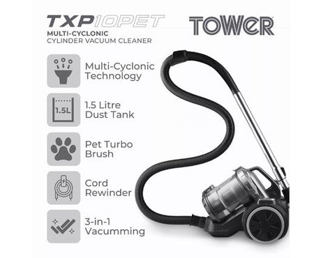 Tower TXP10 1.5 Litre Cylinder Vacuum Cleaner