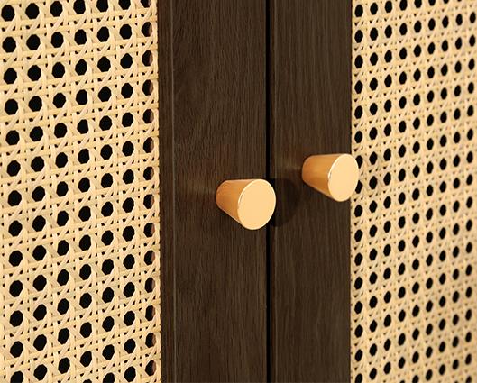 Croxley 2 Door 1 Drawer Rattan Wardrobe - Walnut