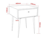 Saturn metal 1 drawer bedside cabinet, black with gold handle