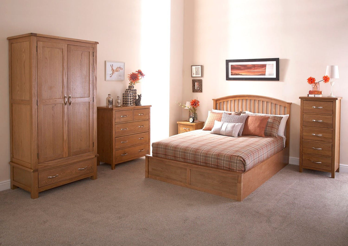 Madrid Wooden Ottoman King Bed - Oak