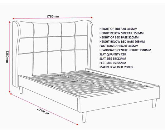 VERONA 5' BED - BROWN FABRIC