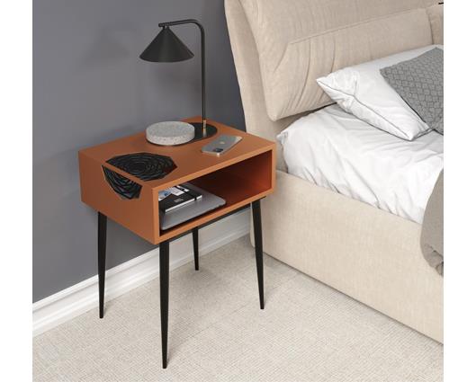 Galaxy metal bedside table, copper with black legs