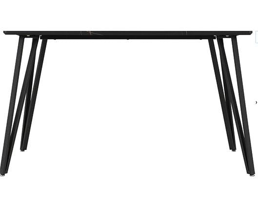 MARLOW & AVERY DINING SET (X4 CHAIRS) - BLACK MARBLE/SAPPHIRE BLUE VELVET
