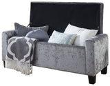 Vanessa Ottoman Bench-Grey Crushed Velvet