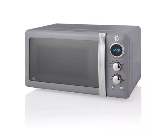800W Retro Digital Microwave - Grey