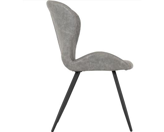 QUEBEC WAVE EDGE DINING SET (X4 CHAIRS) - BLACK WOOD GRAIN/GREY FAUX LEATHER