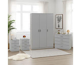 DAKOTA 3 DOOR WARDROBE BEDROOM SET - LIGHT GREY