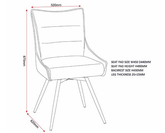 LEWIS SWIVEL DINING CHAIR (X2 PER BOX) - GREY FABRIC