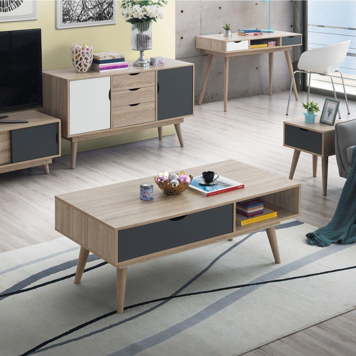 Culton Black & White 1 Drawer Coffee Table