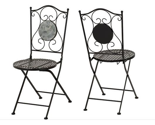 FERNE PATIO DINING SET - BLACK/GREY LEAF