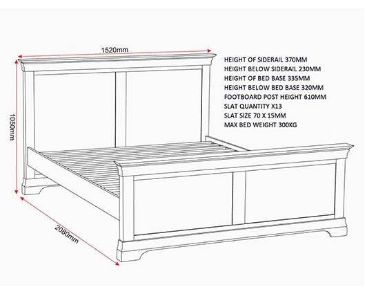 BORDEAUX 4'6" HIGH END BED - PEBBLE GREY