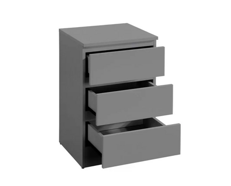Oakley 3 Drawer Bedside- Grey