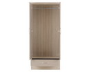Neptune 2 Door 1 Drawer Wardrobe - Oyster Gloss/Light Oak Effect Veneer