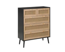 Catalina 5 Drawer Rattan Chest- Black