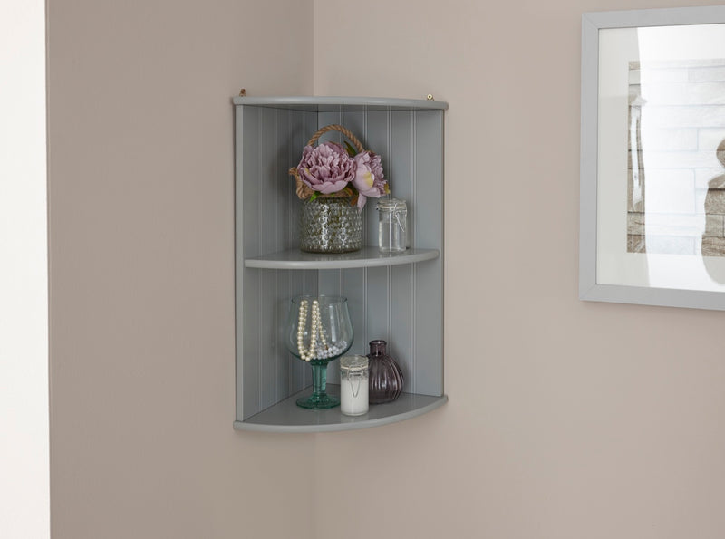 Classic Corner Wall Shelf Unit- Grey