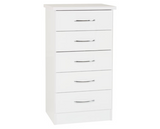 Neptune 5 Drawer Narrow Chest - White Gloss