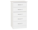 Neptune 5 Drawer Narrow Chest - White Gloss
