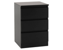 Marcus 3 Drawer Bedside - Black
