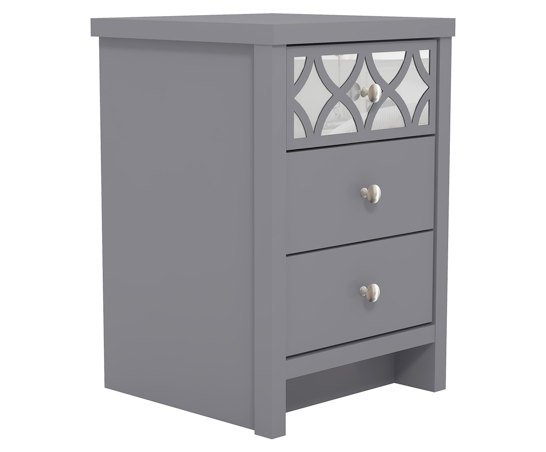 Arlo 3 Drawer Bedside Table- Cool Grey
