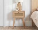 Catalina 1 Drawer Rattan Bedside- Oak