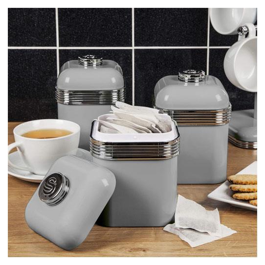 Swan Retro Set of 3 Canisters Grey