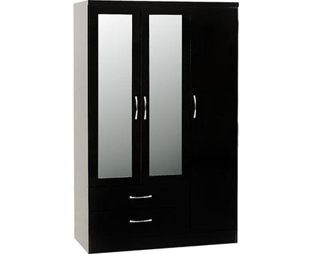 NEVADA 3 DOOR 2 DRAWER WARDROBE - BLACK GLOSS