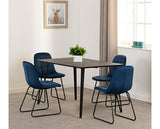 MARLOW & LUKAS DINING SET (X4 CHAIRS) - BLACK MARBLE/SAPPHIRE BLUE VELVET