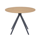 Aspen round dining table, light oak effect top with black pedestal leg