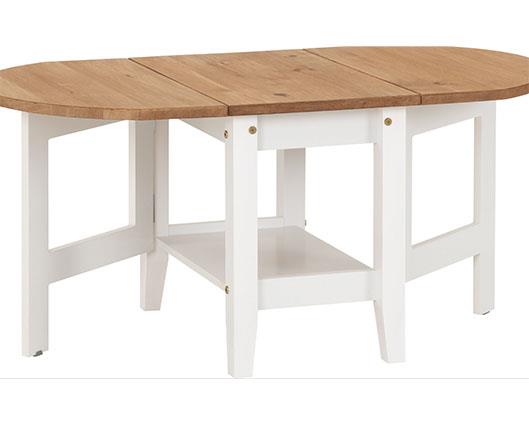SANTOS DROP LEAF COFFEE TABLE - WHITE/DISTRESSED WAXED PINE