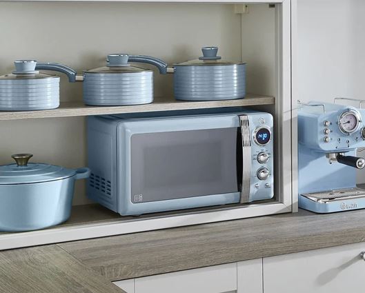 Swan Retro 800W 20L Digital Microwave Blue