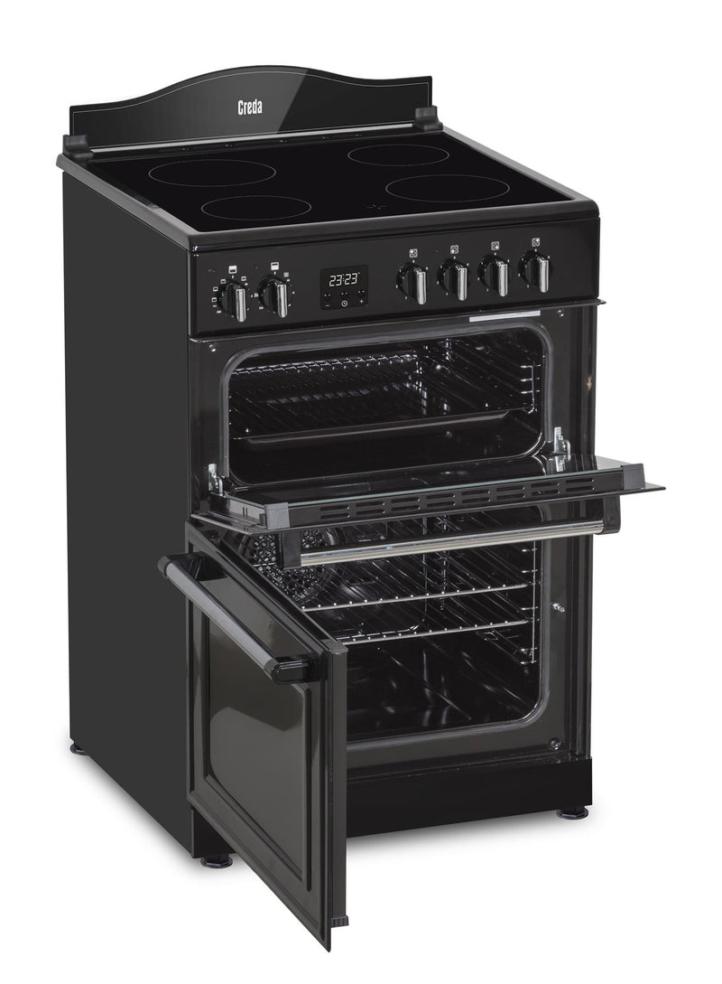 C60CMRBL Creda Mini Range Black 60cm Ceramic Double