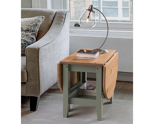 SANTOS DROP LEAF COFFEE TABLE - GREEN/DISTRESSED WAXED PINE