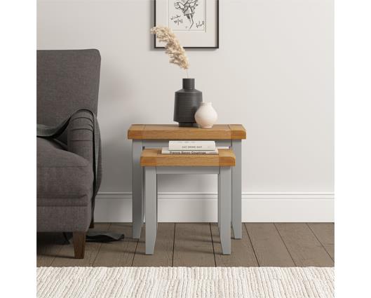 WINDSOR NEST OF 2 TABLES - PEBBLE GREY/OAK