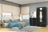 Larz 4 Door 2 Drawer Wardrobe With Mirror-Black