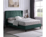 AMELIA 5' BED - GREEN VELVET FABRIC