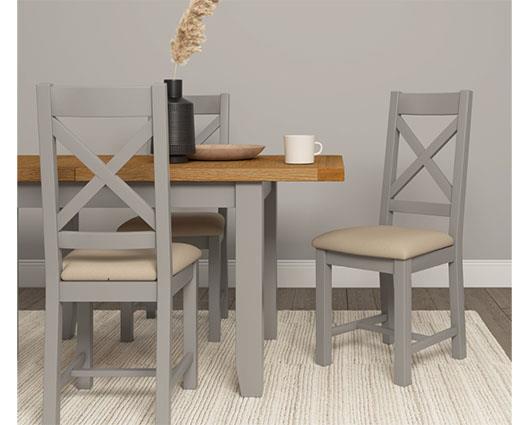 WINDSOR LARGE EXTENDING DINING TABLE - PEBBLE GREY/OAK