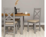WINDSOR LARGE EXTENDING DINING TABLE - PEBBLE GREY/OAK